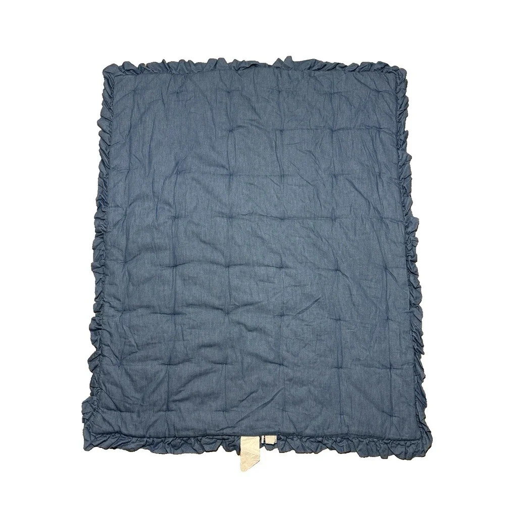Nojo Plaid Patchwork Baby Blanket Crib Vtg‎ Bedding Nursery Chambray Ruffle
